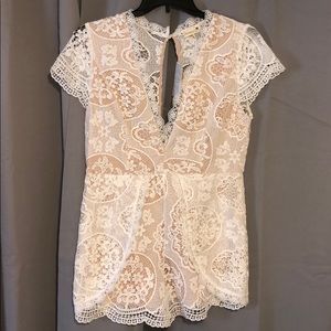 Ivory lace romper- new with tags